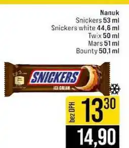 Jip Nanuk Snickers 53 ml Snickers white 44,6 ml Twix 50 ml Mars 51 ml Bounty 50,1 ml nabídka