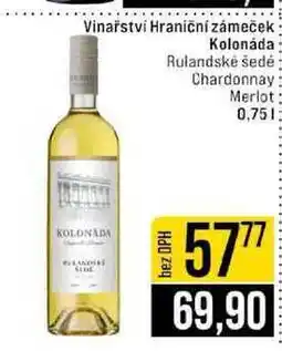 Jip Vinařství Hraniční zámeček Kolonáda Rulandské šedé Chardonnay Merlot nabídka