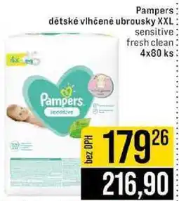 Jip Pampers dětské vlhčené ubrousky XXL sensitive fresh clean 4x80 ks nabídka