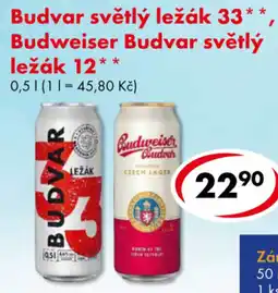 CBA Budvar světlý ležák 33** Budweiser Budvar světlý ležák 12** nabídka