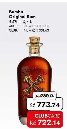TRAVEL FREE Bumbu Original Rum 40% nabídka