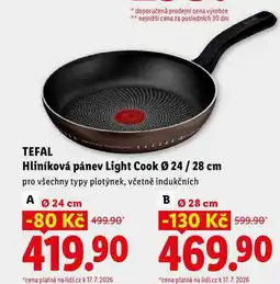 Lidl TEFAL Hliníková pánev Light Cook Ø 24/28 cm nabídka