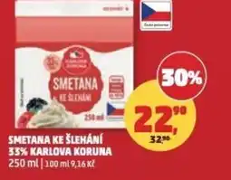 Penny Market Smetana ke šlehání 33% karlova koruna nabídka