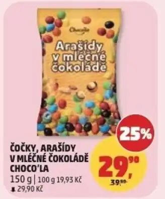 Penny Market Čočky, arašídy v mléčné čokoládě choco'la nabídka