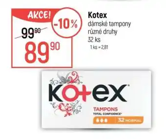 Globus Kotex dámské tampony různé druhy nabídka