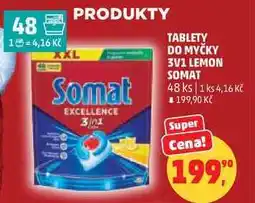 Penny Market TABLETY DO MYČKY 3V1 LEMON SOMAT, 48 ks nabídka