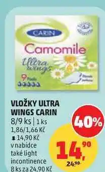 Penny Market VLOŽKY ULTRA WINGS CARIN, 8/9 ks nabídka