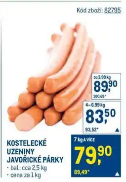 Makro KOSTELECKÉ UZENINY JAVOŘICKÉ PÁRKY nabídka