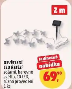 Penny Market OSVĚTLENÍ LED ŘETĚZ solární, barevné světlo, 10 LED, 1 ks nabídka