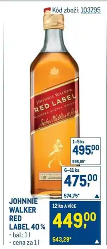 Makro Johnnie Walker Red Label 40 % nabídka
