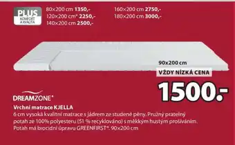 JYSK DREAMZONE VRCHNÍ MATRACE KJELLA nabídka