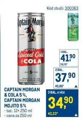 Makro CAPTAIN MORGAN & COLA 5 %, CAPTAIN MORGAN MOJITO 5 % nabídka