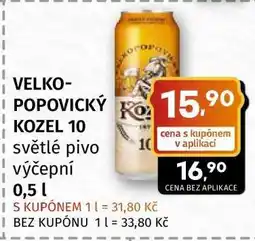 Terno VELKOPOPOVICKÝ KOZEL 10 světlé pivo výčepní 0,5 l nabídka