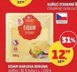 Penny Market EIDAM KARLOVA KORUNA plátky 30% tuku vs nabídka
