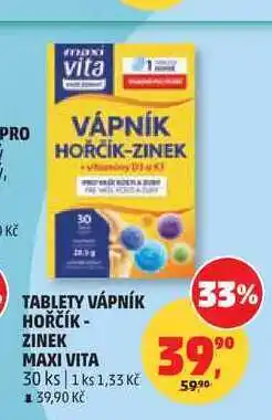Penny Market TABLETY VÁPNÍK HOŘČÍK - ZINEK MAXI VITA, 30 ks nabídka