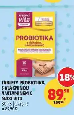 Penny Market TABLETY PROBIOTIKA S VLÁKNINOU A VITAMINEM C MAXI VITA, 30 ks nabídka