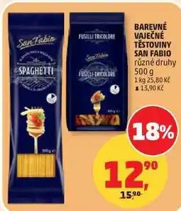 Penny Market BAREVNÉ VAJEČNÉ TĚSTOVINY SAN FABIO různé druhy nabídka