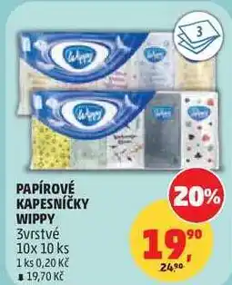 Penny Market PAPÍROVÉ KAPESNÍČKY WIPPY 3vrstvé, 10x 10 ks nabídka