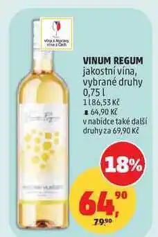 Penny Market VINUM REGUM jakostní vína, vybrané druhy nabídka