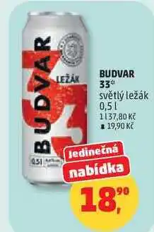 Penny Market BUDVAR 33 světlý ležák nabídka