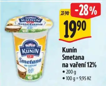 Albert Kunín smetana na vaření 12% nabídka