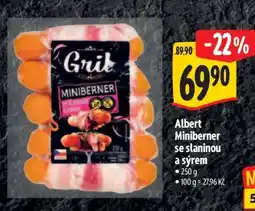 Albert Albert Miniberner se slaninou a sýrem nabídka