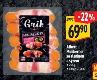 Albert Albert Miniberner se slaninou a sýrem nabídka