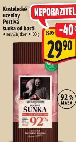 Albert Kostelecké uzeniny Poctivá šunka od kosti nabídka