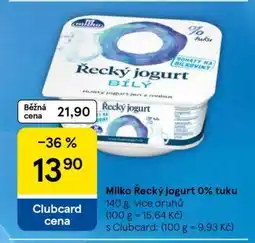 Tesco Milko Řecký jogurt 0 % tuku nabídka