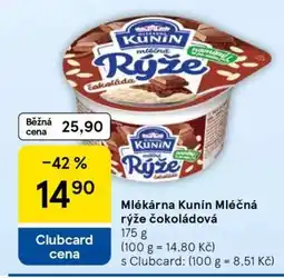 Tesco Mlékárna Kunín Mléčná rýže čokoládová nabídka