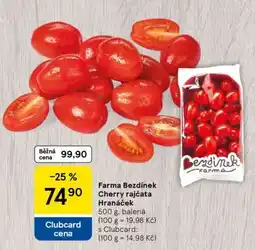 Tesco Farma Bezdínek Cherry rajčata Hranaček nabídka