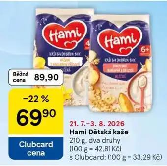 Tesco Hami Dětská kaše nabídka