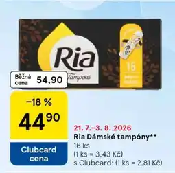Tesco Ria dámské tampony nabídka