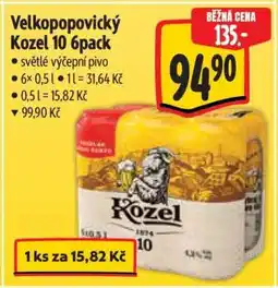 Albert Velkopopovický Kozel 10 – 6pack nabídka