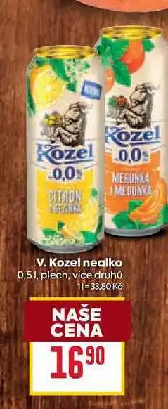 Billa V. Kozel nealko 0,51, plech nabídka