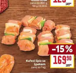 Billa Kuřecí špíz se špekem cena za nabídka