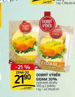 Flop DOBRÝ VÝBĚR EIDAM 30% vybrané druhy 100 g | plátky nabídka