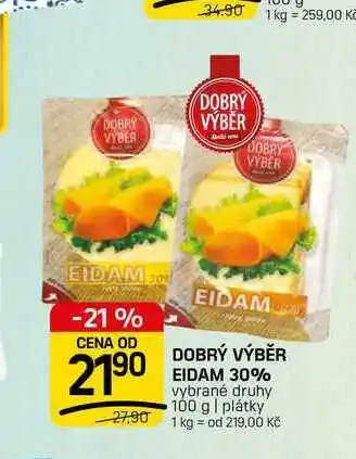Flop DOBRÝ VÝBĚR EIDAM 30% vybrané druhy 100 g | plátky nabídka