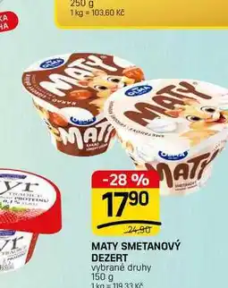 Flop MATY SMETANOVÝ DEZERT vybrané druhy nabídka