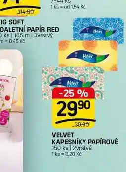 Flop VELVET KAPESNÍKY PAPÍROVÉ 150 ks | 2vrstvé nabídka