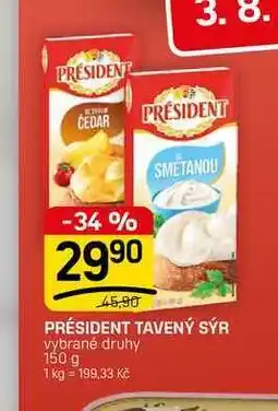 Flop PRÉSIDENT TAVENÝ SÝR vybrané druhy nabídka