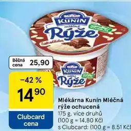 Tesco Mlékárna Kunín Mléčná rýže ochucená, 175 g, více druhů nabídka