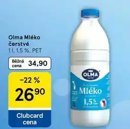 Tesco Olma Mléko čerstvé 1.5%, PET nabídka