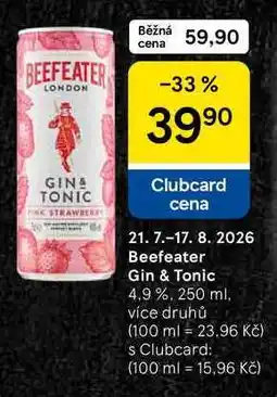 Tesco Beefeater Gin & Tonic 4.9%, 250 ml, více druhů nabídka