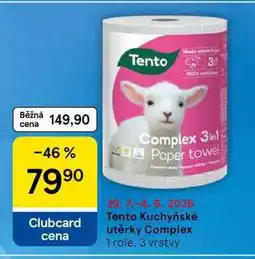 Tesco Tento Kuchyňské utěrky Complex, 1 role, 3 vrstvy nabídka