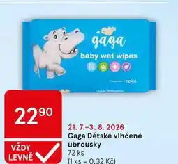 Tesco Gaga Dětské vlhčené ubrousky, 72 ks nabídka