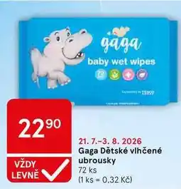 Tesco Gaga Dětské vlhčené ubrousky, 72 ks nabídka