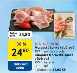 Tesco Moravská šunka výběrová, 100 g, balená nabídka