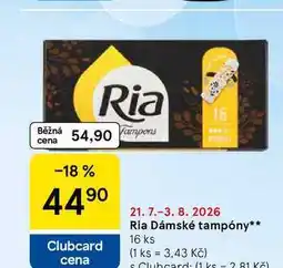 Tesco Ria Dámské tampóny, 16 ks nabídka