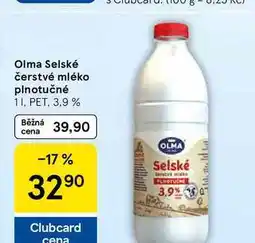Tesco Olma Selské čerstvé mléko plnotučné PET. 3,9% nabídka